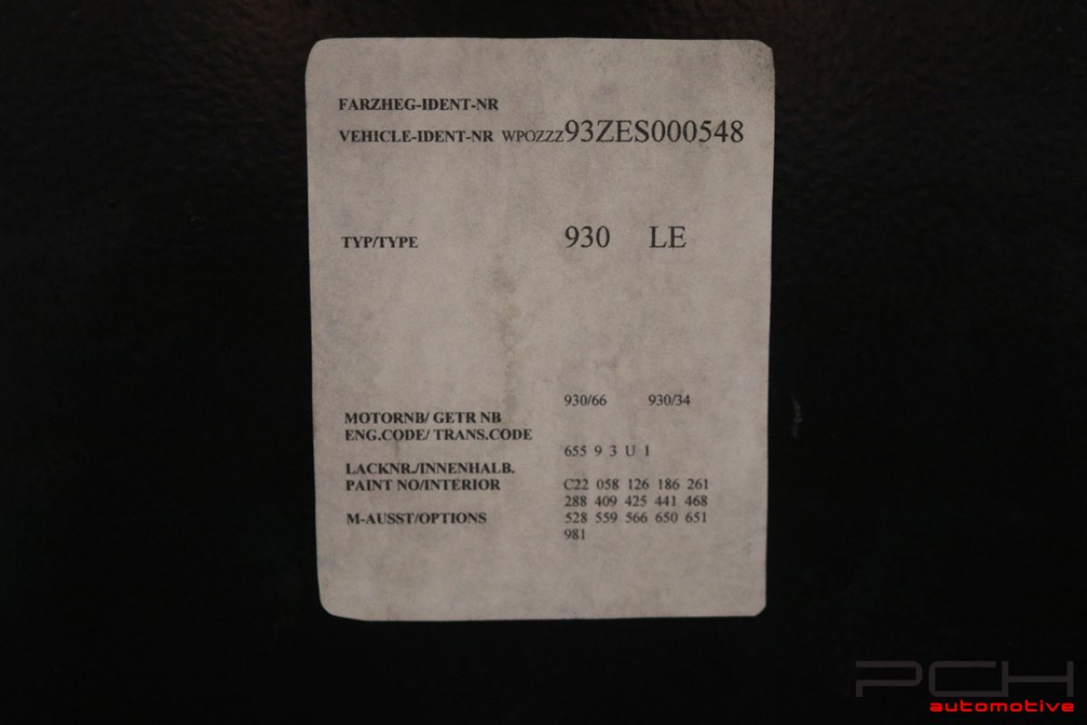 PORSCHE 930 Turbo 3.3 300cv - C22 ORIGINE BELGIQUE -